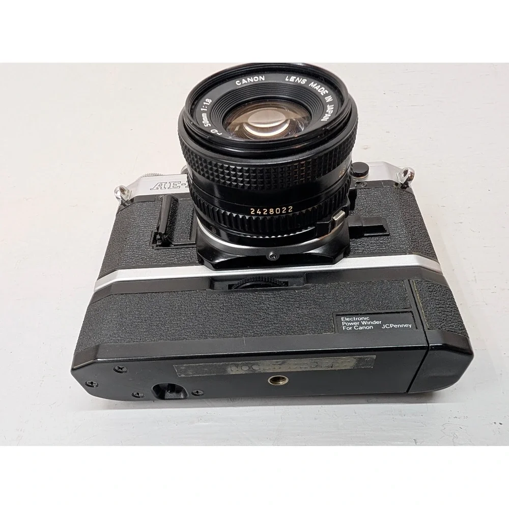 Canon AE-1 35mm Camera w/ FD‎ 50mm 1:1.8 Lens + Power Winder Lens Speedlite 155A